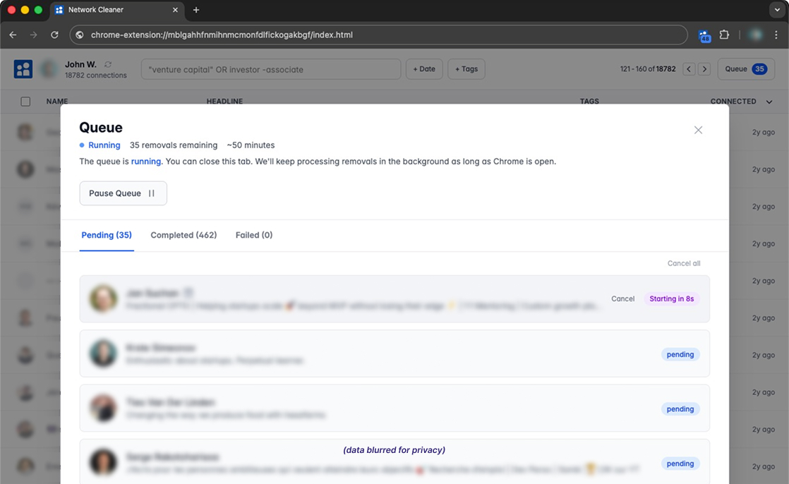 Automated LinkedIn connection removal